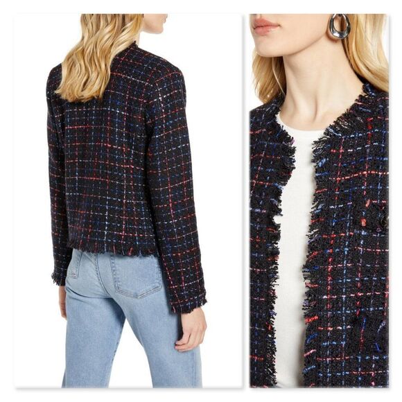 Halogen Raw Edge Cotton Blend Tweed Jacket - Picture 2 of 12